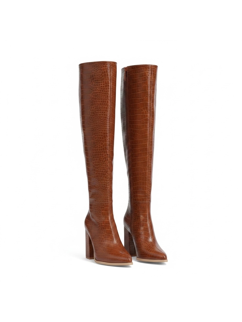 NWOT Rozalia Camel Crocodile-Embossed Knee-High Boots